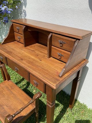 Escritorio colonial madera natural maciza