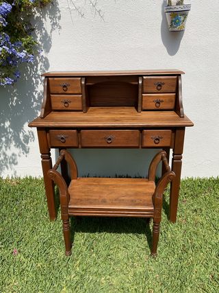 Escritorio colonial madera natural maciza