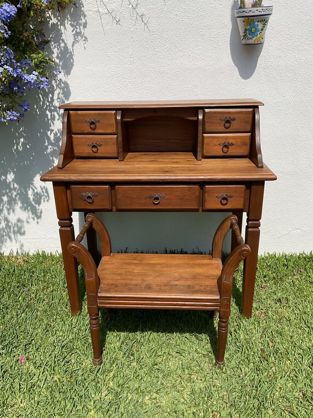 Escritorio colonial madera natural maciza