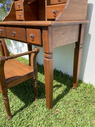 Escritorio colonial madera natural maciza