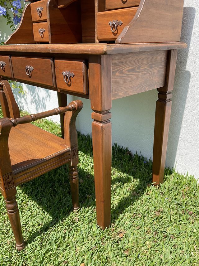 Escritorio colonial madera natural maciza