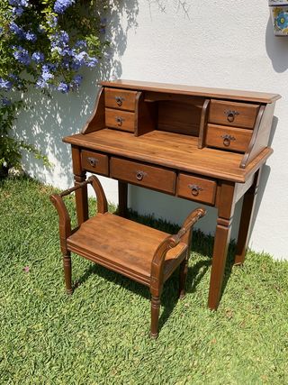 Escritorio colonial madera natural maciza