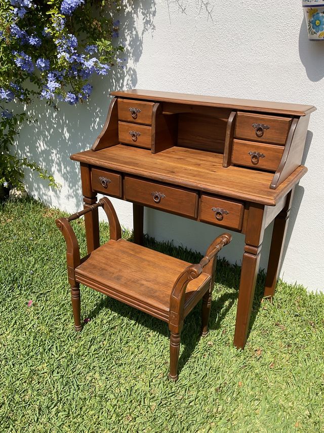 Escritorio colonial madera natural maciza