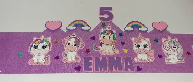 Corona cumpleaños 5 unicornios