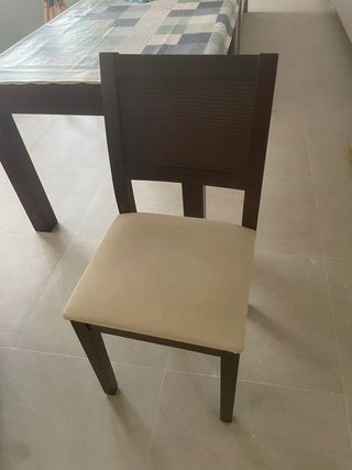 Mesa de comedor de pino maciza color wengue