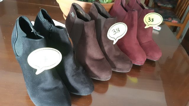 varios pares botines,en varios colores talla37 38