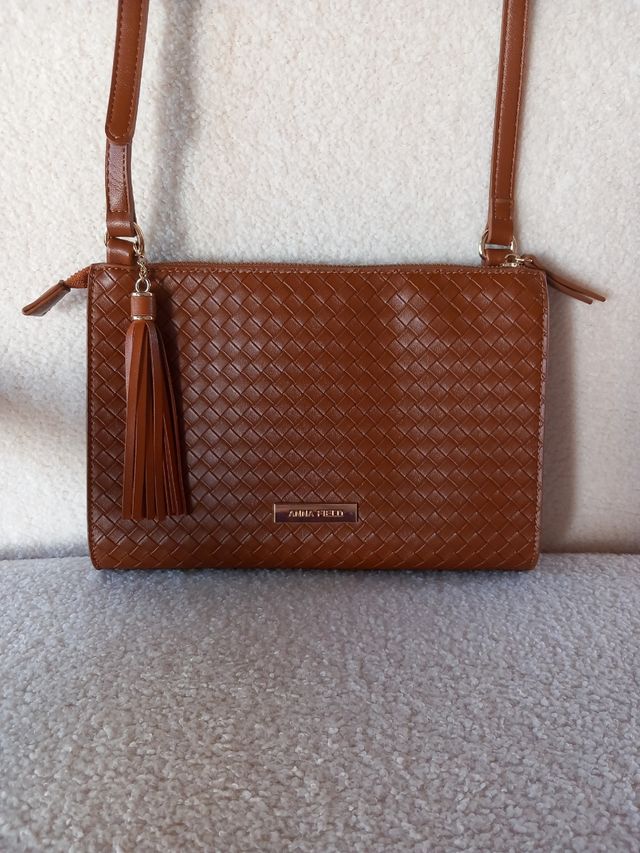 Borsa a tracolla in ecopelle marrone