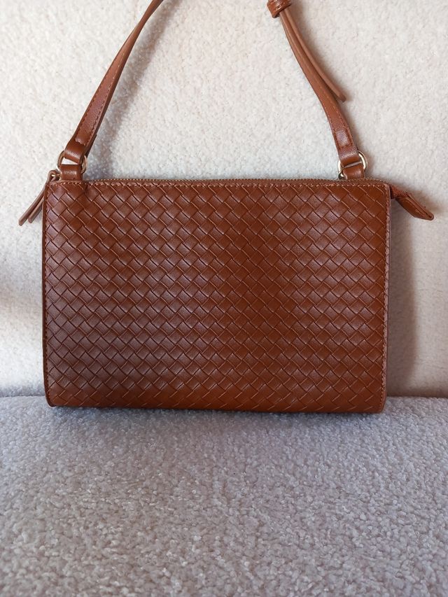 Borsa a tracolla in ecopelle marrone