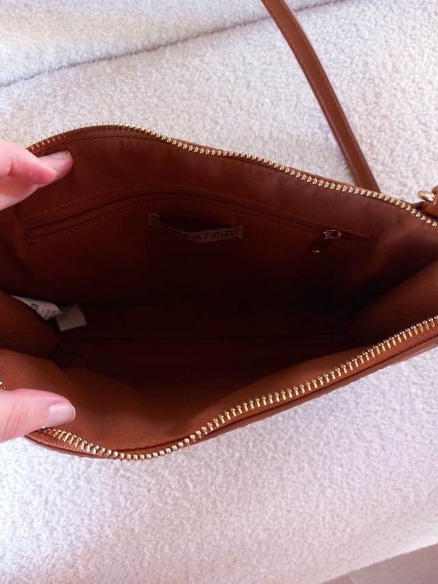 Borsa a tracolla in ecopelle marrone