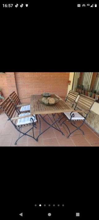 CONJUNTO MESA Y 4 SILLAS JARDÍN/ TERRAZA/ PATIO.