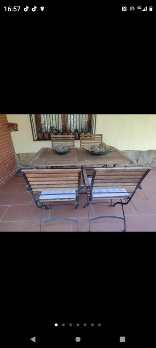 CONJUNTO MESA Y 4 SILLAS JARDÍN/ TERRAZA/ PATIO.