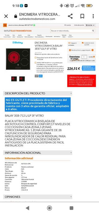 Placa vitrocerámica Balay 3E712LP