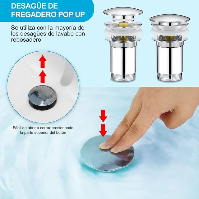 Tapón desagüe lavabo Universal G1 1/4 Plata