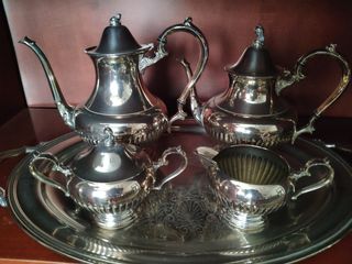 Juego de servicio de café, tetera de alpaca
