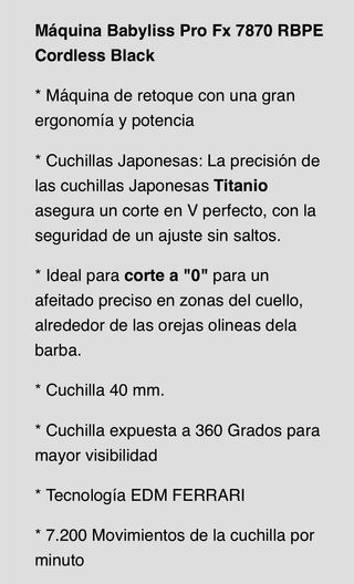 Máquina Babyliss  FX 7870 RBPE Cordless Black&Red