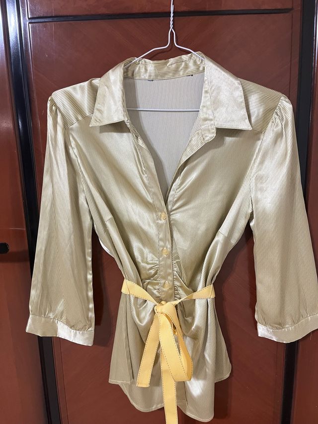 camisa  manga 3/4 de seda de vestir