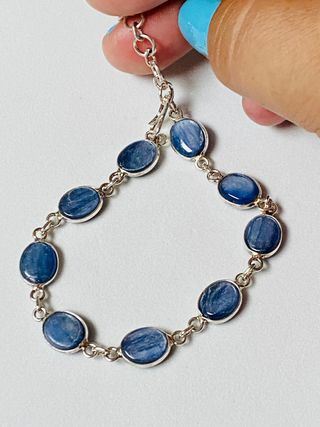 Pulsera con cianitas azules en plata de ley 925