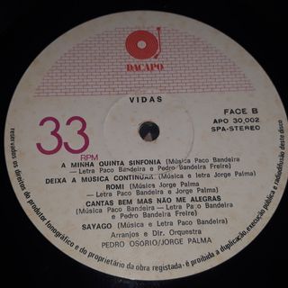 LP Paco Bandeira - Vidas (1982)