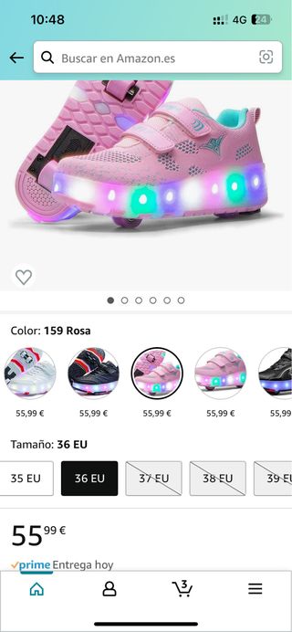 zapatillas ruedas niña con leds talla 36