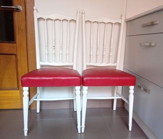 2 Sillas Antiguas Remozadas, Madera, Polipiel