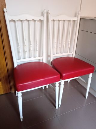 2 Sillas Antiguas Remozadas, Madera, Polipiel
