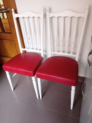 2 Sillas Antiguas Remozadas, Madera, Polipiel