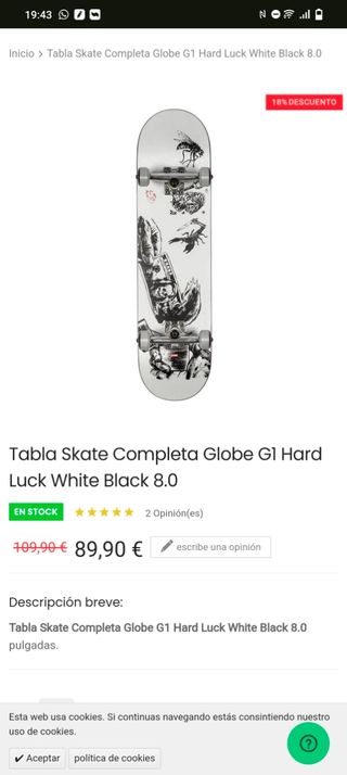 Skate Globe G1 Hard Luck 8.0" Complete
