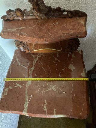 Set 2 mesitas de noche mármol madera vintage