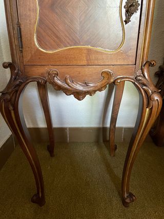 Set 2 mesitas de noche mármol madera vintage