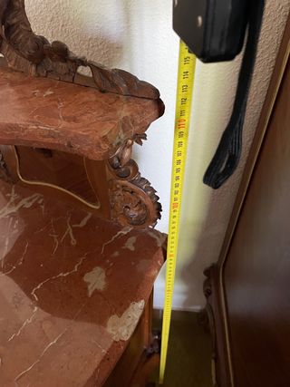 Set 2 mesitas de noche mármol madera vintage