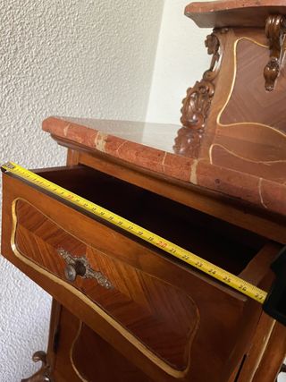 Set 2 mesitas de noche mármol madera vintage