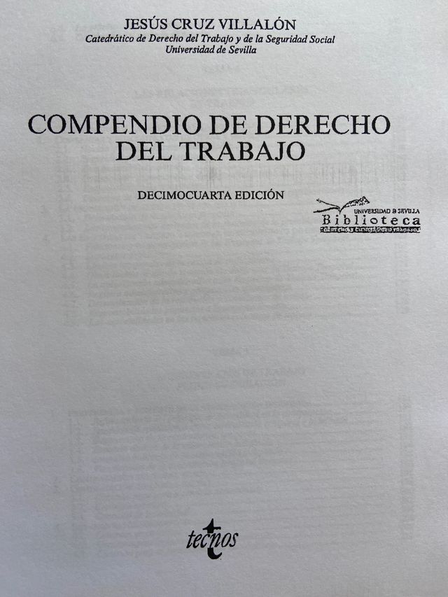 Compendio de derecho del trabajo Jesús Cruz Villal
