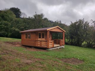 Casa de madera diáfana 23,8m2 con porche