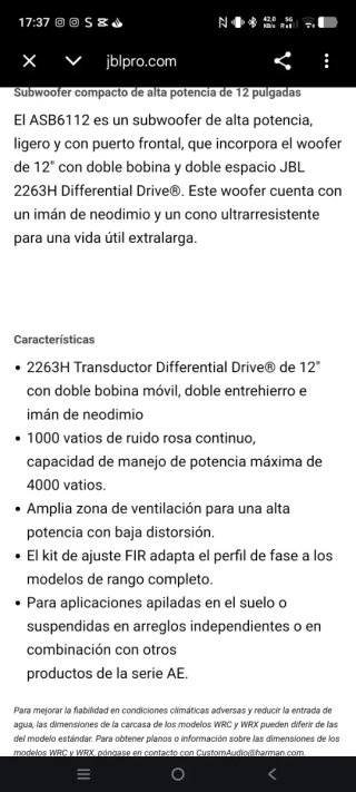 Equipo de sonido  jbl  con etapas y procesador