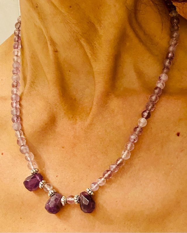 Collar con amatistas barroco en plata de ley 925