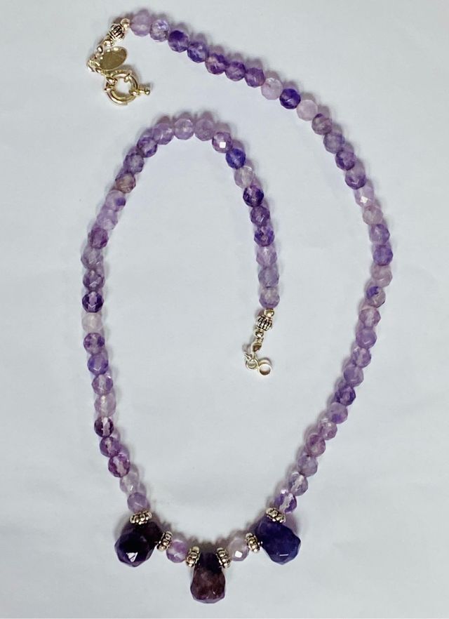 Collar con amatistas barroco en plata de ley 925