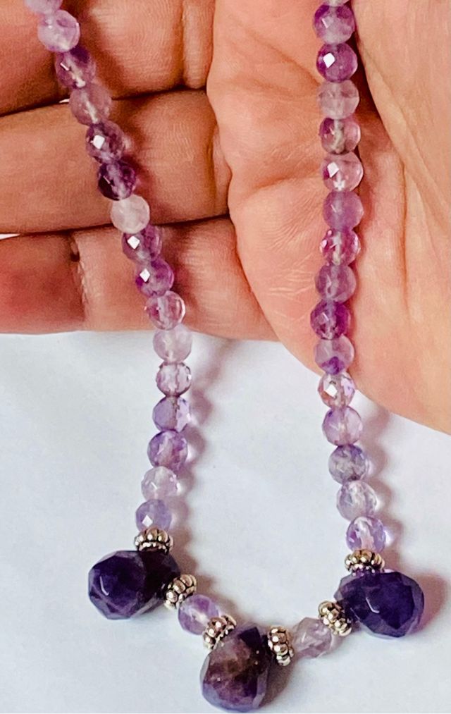 Collar con amatistas barroco en plata de ley 925