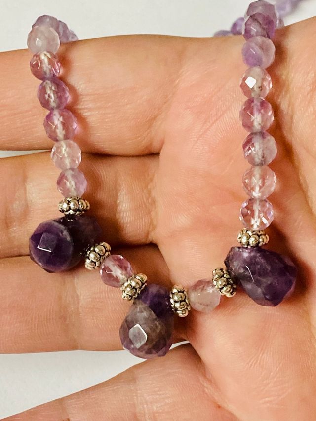 Collar con amatistas barroco en plata de ley 925