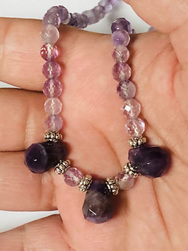 Collar con amatistas barroco en plata de ley 925