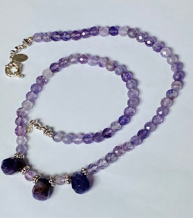 Collar con amatistas barroco en plata de ley 925