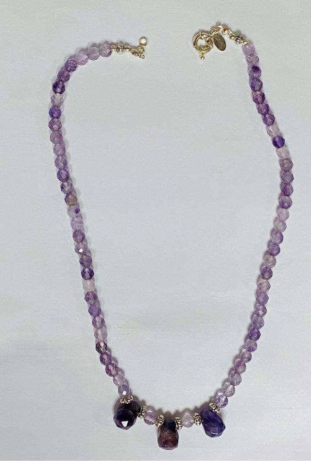 Collar con amatistas barroco en plata de ley 925