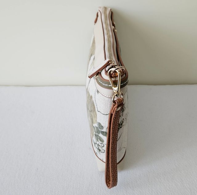 Pochette beige borsa a mano Volum con fiori