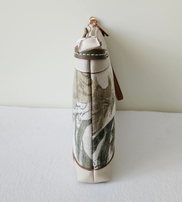 Pochette beige borsa a mano Volum con fiori