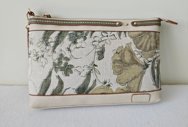 Pochette beige borsa a mano Volum con fiori