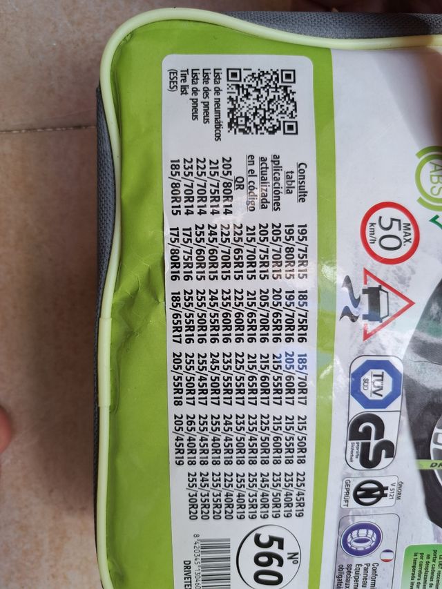 Cadenas textiles de coche sin abrir 560