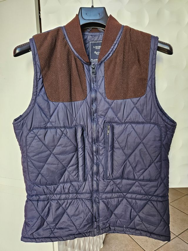 Gilet imbottito blu e marrone Libero Milano