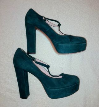 Tacones verdes taconazo plataforma 38