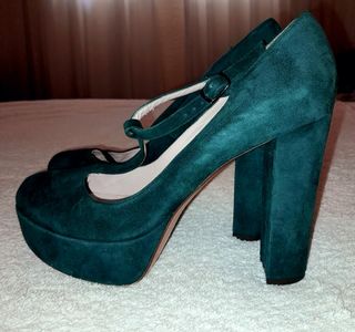 Tacones verdes taconazo plataforma 38