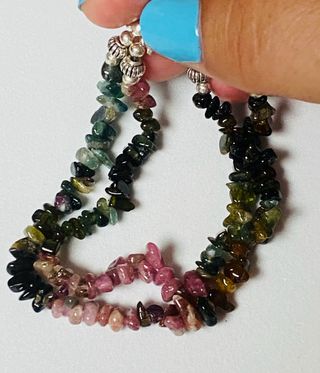 Pulsera turmalina de colores doble y plata ley 925