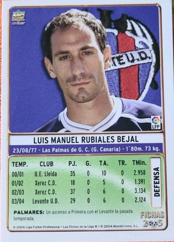 Cromo Rubiales (con fallo de Imprenta)